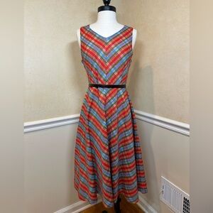 Lindy Bop Fit And Flare Stripe Multicoloured Midi Dress